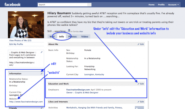 2nd and 3rd locations to add website and biz info on facebook